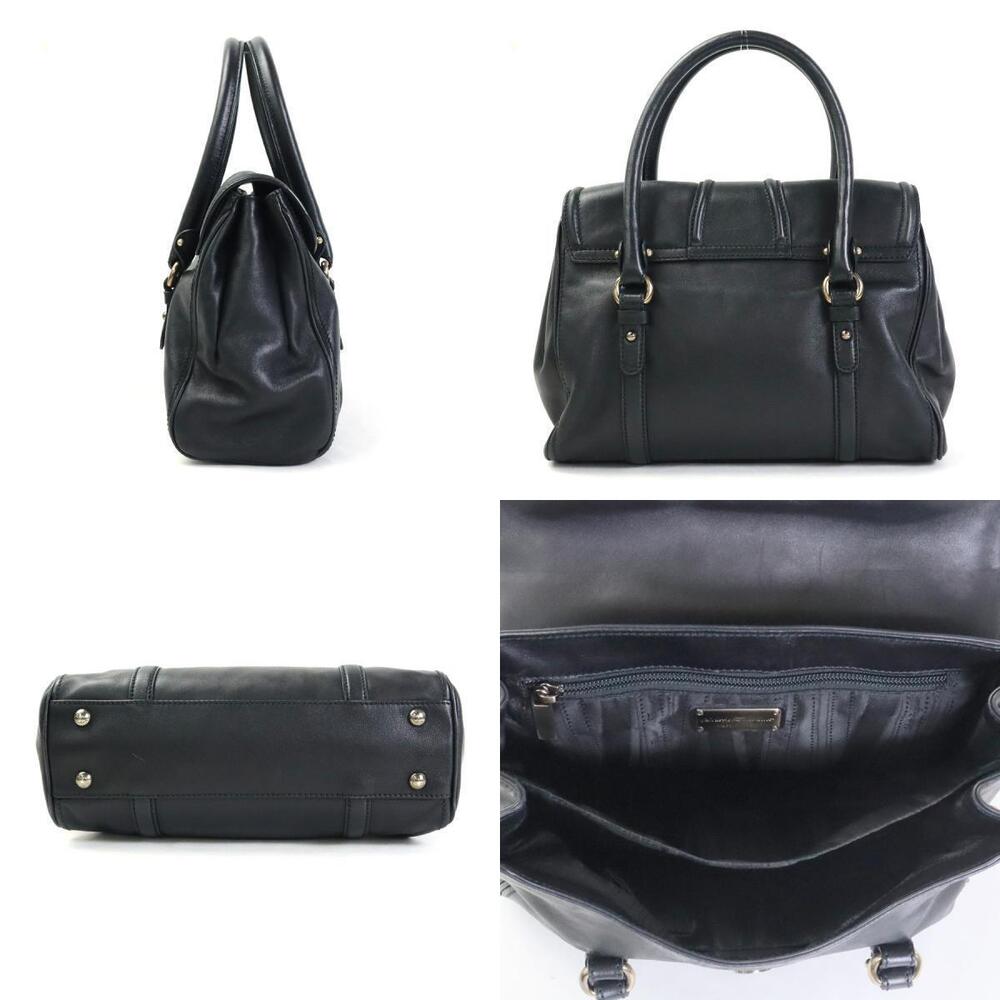 Salvatore Ferragamo Leather Black Ribbon Vara Handbag